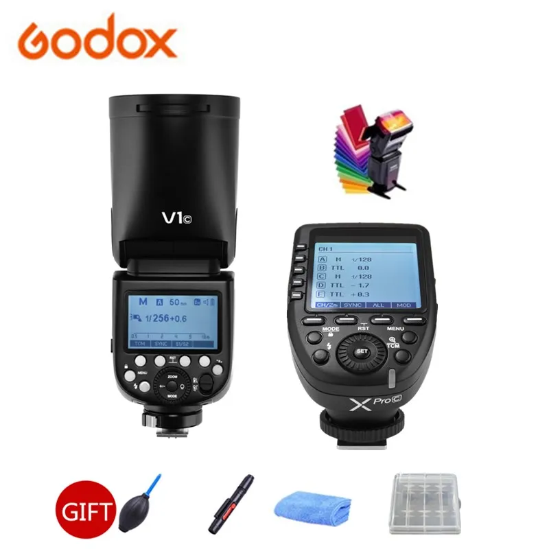 Предварительная продажа Godox V1 76 Вт круглая головка Speedlite вспышка V1C V1N V1S TTL 1/8000s HSS