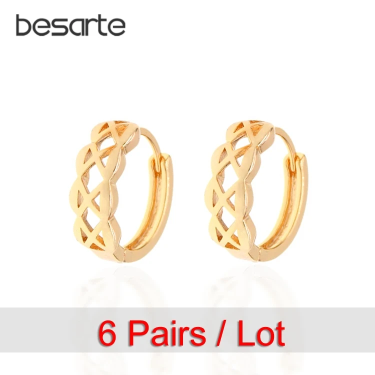 

6 Pairs Wholesale Hoop Earrings Gold Earings Women Kolczyki Oorring Goud Ohrringe Boucle D'oreille Orecchini Cerchi Kupe E3402