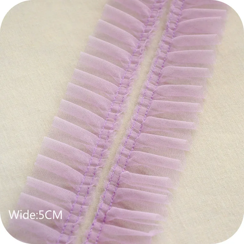 Лидер продаж плиссированное Сетчатое гипюровое кружево шириной 5 см поставка