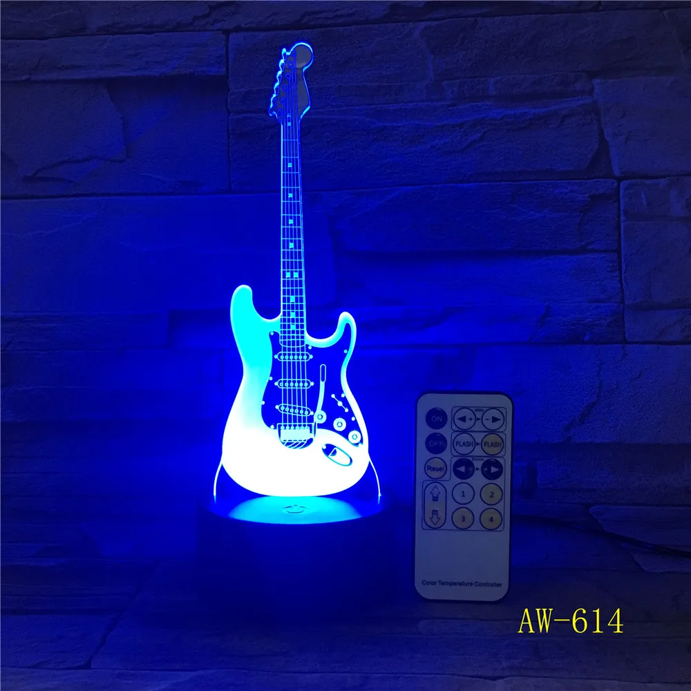 Музыкальная крутая гитара бас 3D светодиодный светильник ночник для музыкантов