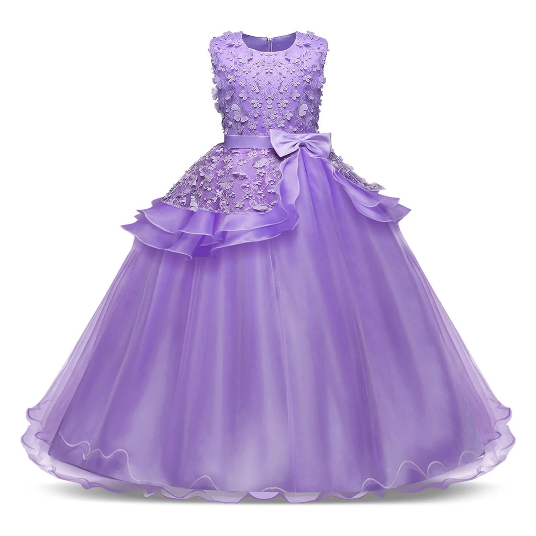 AmzBarley Girls Floral Princess Dresses Kids Sleeveless Long Wedding Party Prom Ball Gown teenager tutu dress formal clothes | Детская