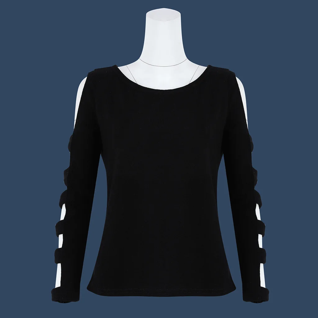 Womens Loose Long Sleeve Sweater Solid Knitted Off Shoulder Jumper Pullover Tops Sweaters Blouse Women | Женская одежда
