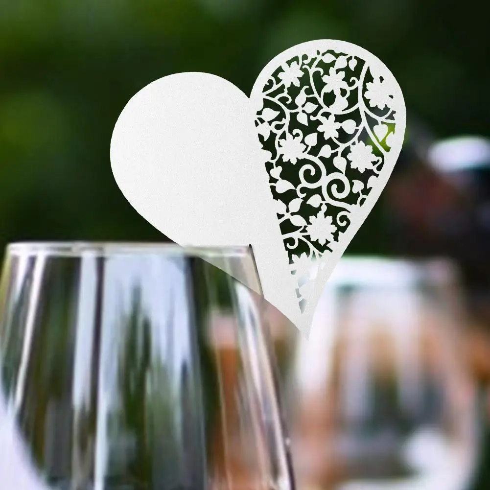 Hot Sale 50pcs Wedding Decoration Heart Shape Hollow Name Place Cards For Wine Glass Table Garlands | Дом и сад