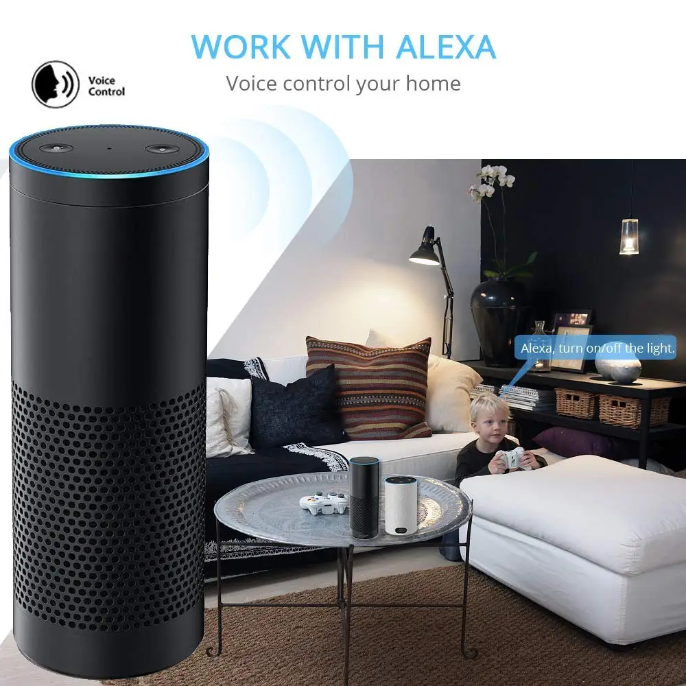 Умный беспроводной настенный светильник Wi Fi работает с Alexa Google Assistant не требуется