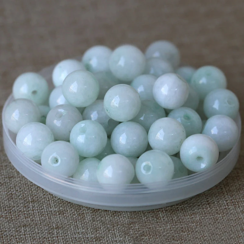 50x Artificial Fake Jade Stone Bead w/ Hole for Bracelet jewelry DIY Craft Beads | Дом и сад