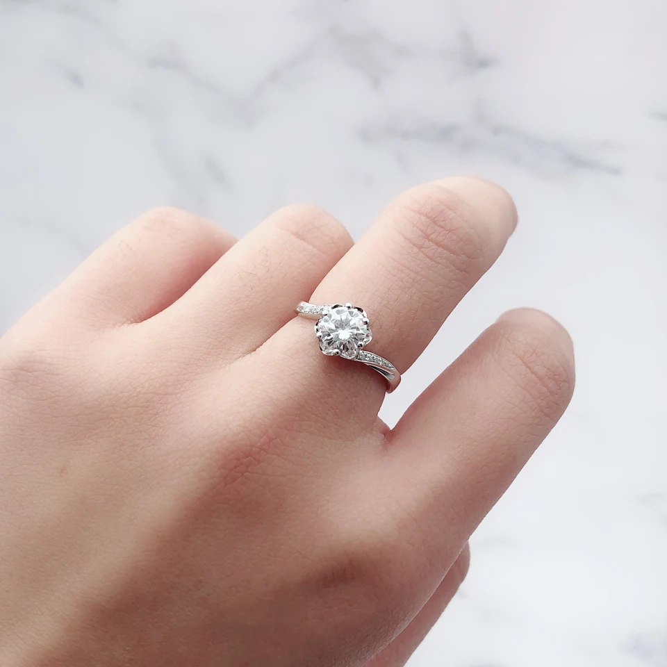 Обручальные кольца 0 8ct Charles Colvard Moissanite бесцветные с мусанитом из чистого 18