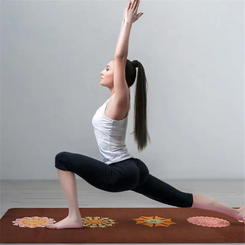 5 мм Lotus Pattern замшевый коврик TPE для йоги нескользящий похудения занятий фитнесом