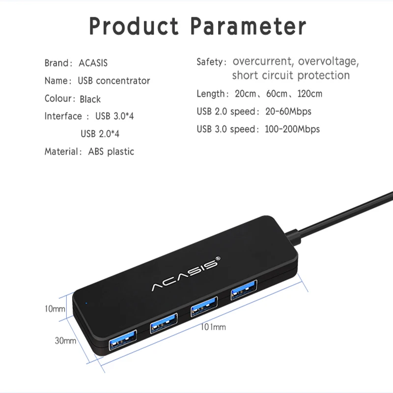 Acasis Hub Usb 4 порта внешний сплиттер с портом Micro зарядка для Imac аксессуары ноутбука