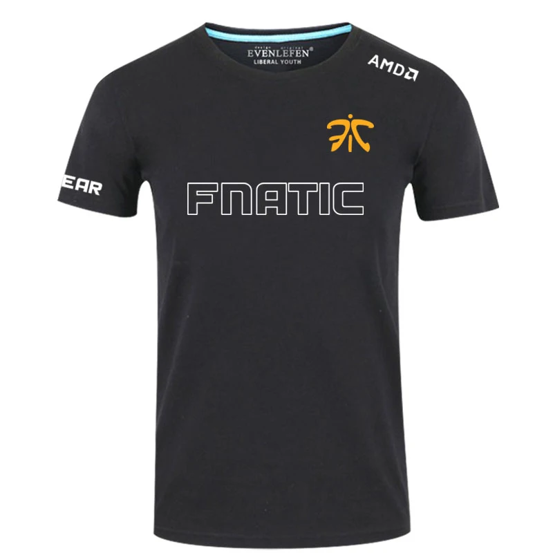 Футболка с короткими рукавами круглым вырезом и надписью League of Legends S8 Final Fnatic Team
