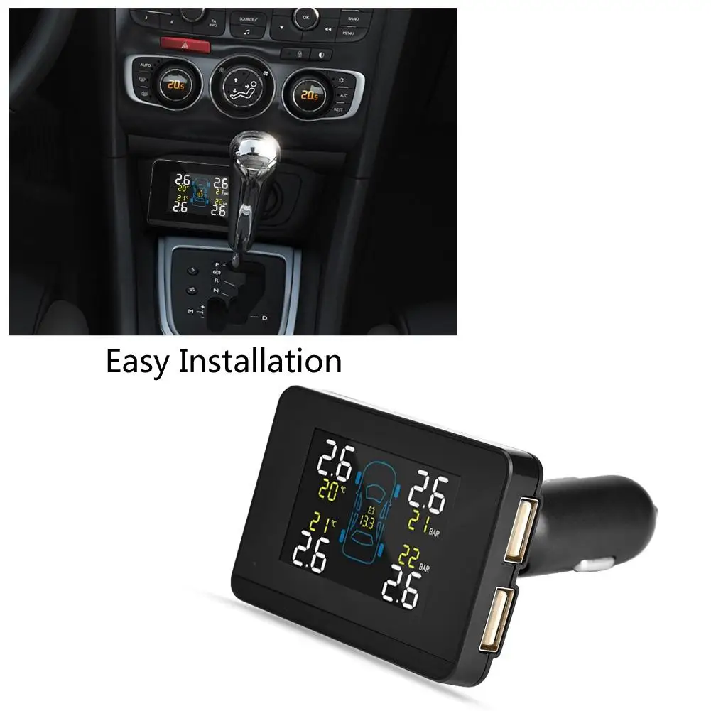 Автомобильная TPMS система контроля давления в шинах LCD прикуриватель USB зарядное