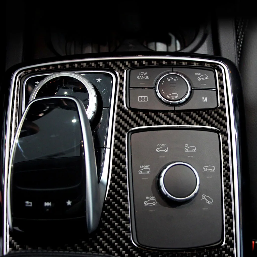 

Car Carbon Fiber Center Control Armrest Box Multimedia Panel Cover Sticker Trim For Mercedes Benz GLE GLS M Class only LHD