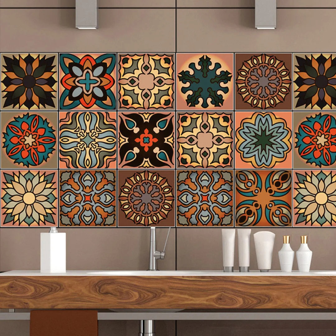 Moroccan Tiles PVC Waterproof Self adhesive Wallpaper Furniture Bathroom DIY Arab Tile Sticker | Дом и сад