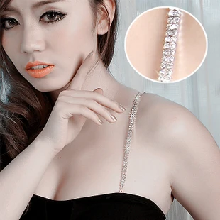 

Korean double row crystal drilling density bra strap shoulder chain halter