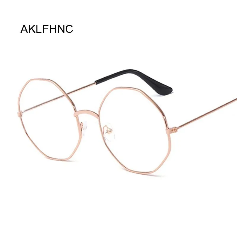 

New Designer Women Glasses Optical Frames Metal Octagon Glasses Frame Clear Lens Eyeware Black Silver Gold Eye Glass