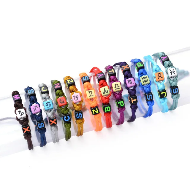 12 Созвездие зодиака знак ручной работы плетеный браслет раком Leo Virgo Libra плетеные