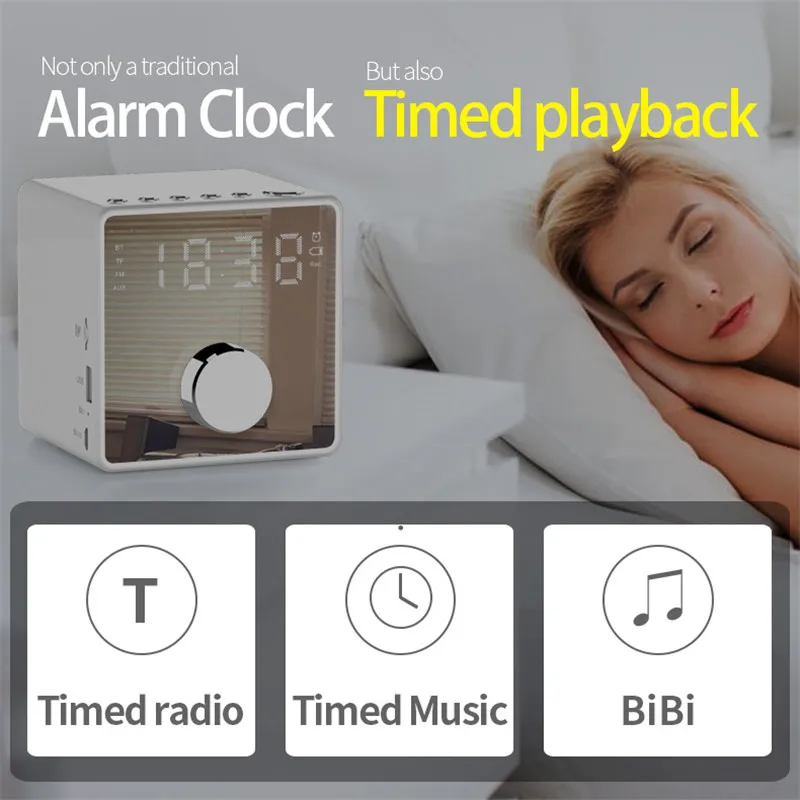 LEORY Портативный будильник Bluetooth динамик Настольный супер бас HIFI музыкальный