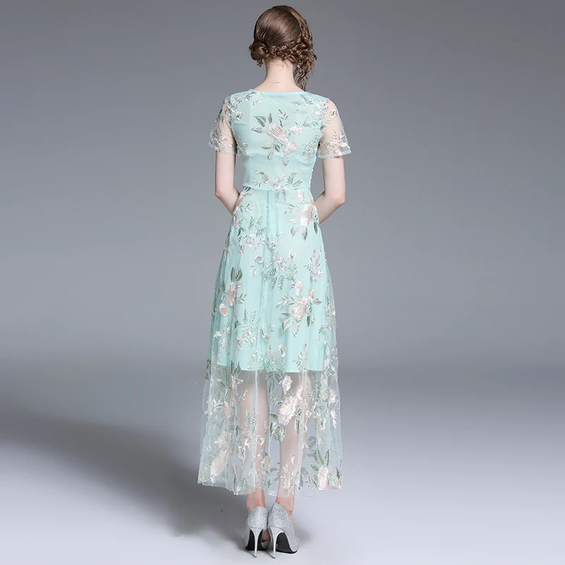 Дизайнерская обувь для подиума Для женщин 2019 летнее платье Макси кружевная