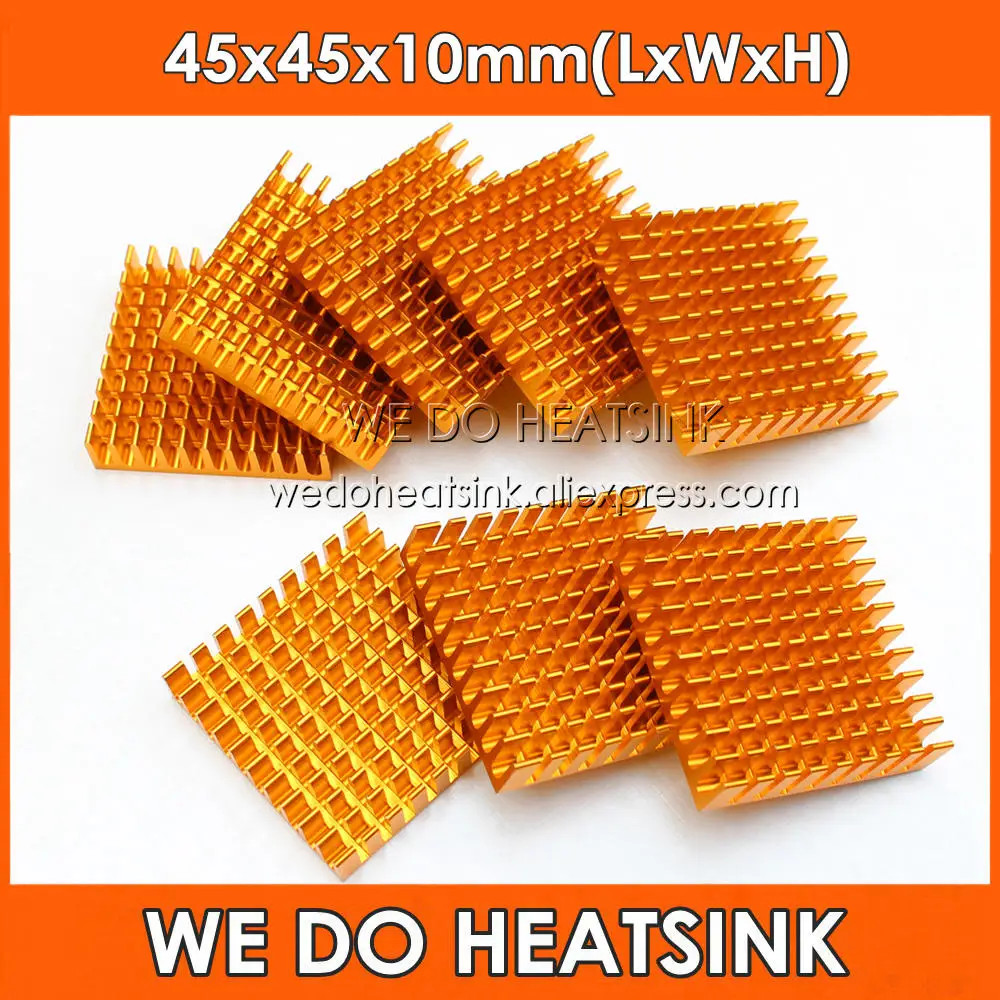 

WE DO HEATSINK Gold 45x45x10mm Aluminum Heat Sink Radiator Cooler For AMD, CPU, IC Transistor, PCB