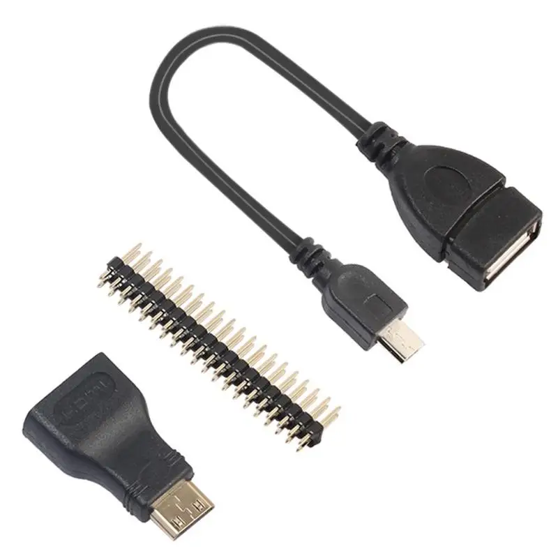 Комплект 3 в 1 Mini HDMI совместим с Micro USB + головка GPIO для Raspberry Pi Zero|Коннекторы и