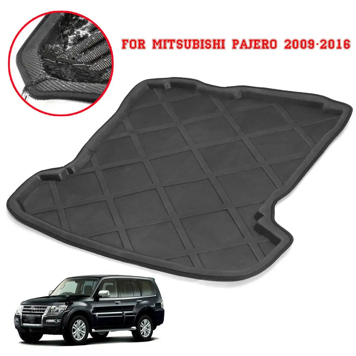 Автомобильный задний коврик для обуви Mitsubishi Pajero 2009 2016 поднос багажника напольный