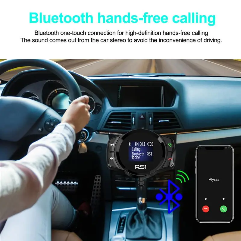 Автомобильный комплект громкой связи Onever двойной USB-порт Bluetooth FM-передатчик
