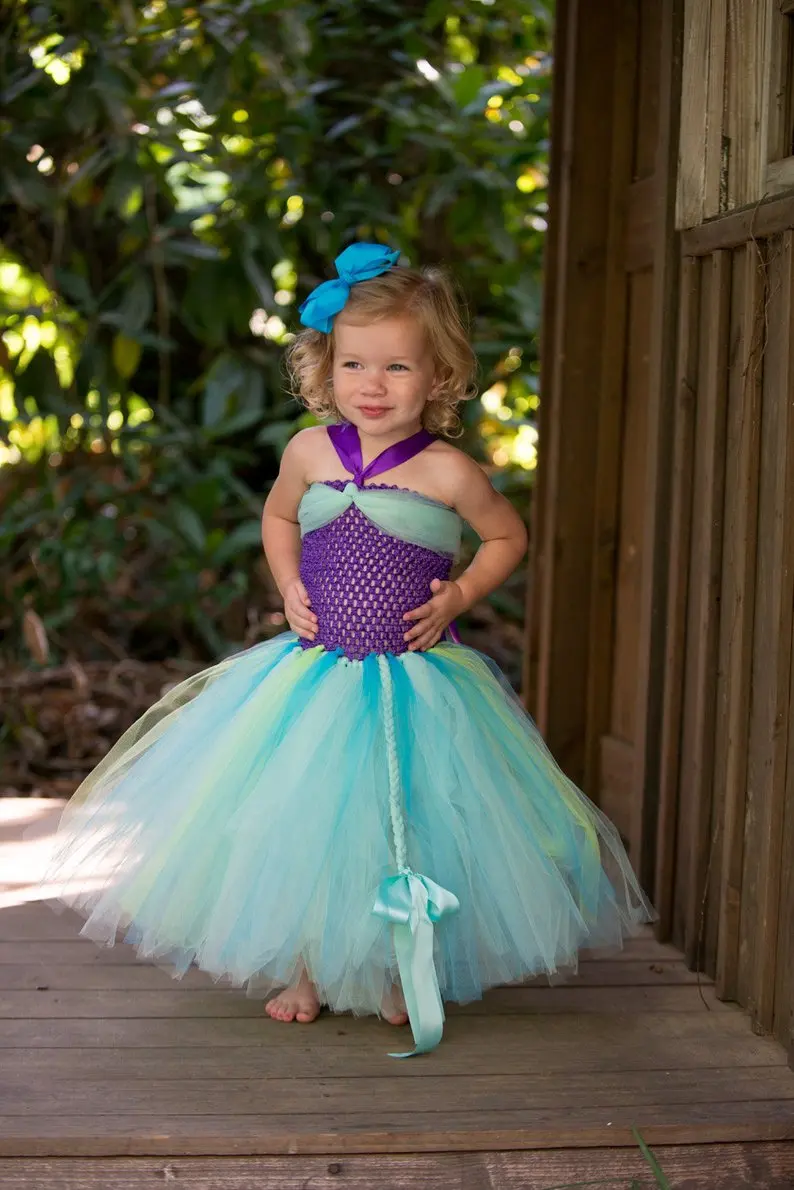 POSH DREAM Ariel Inspired Princess Tutu Dress Little Mermaid Halloween Costume Birthday Kids Girls | Детская одежда и обувь