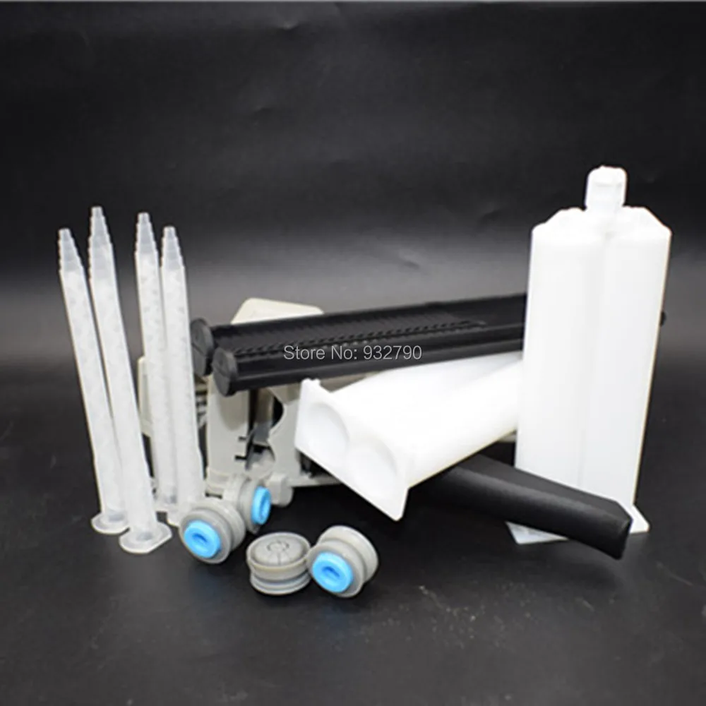 

1:1 2:1 Epoxy Adhesive Dispensing Gun + 2pc 2-part 50ml Cartridges Glue Tube + 5pc Epoxy Resin Acrylic Adhesive Mixing Nozzles