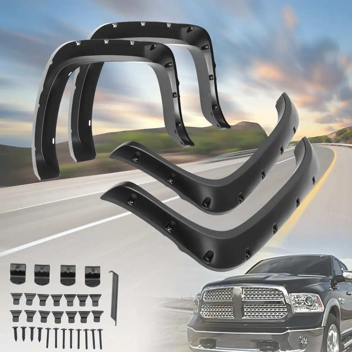 Лучший автомобиль спереди+ заднее колесо для арок для Dodge Ram 1994-2002 1500 2500 3500 для карман заклепки колесная арка