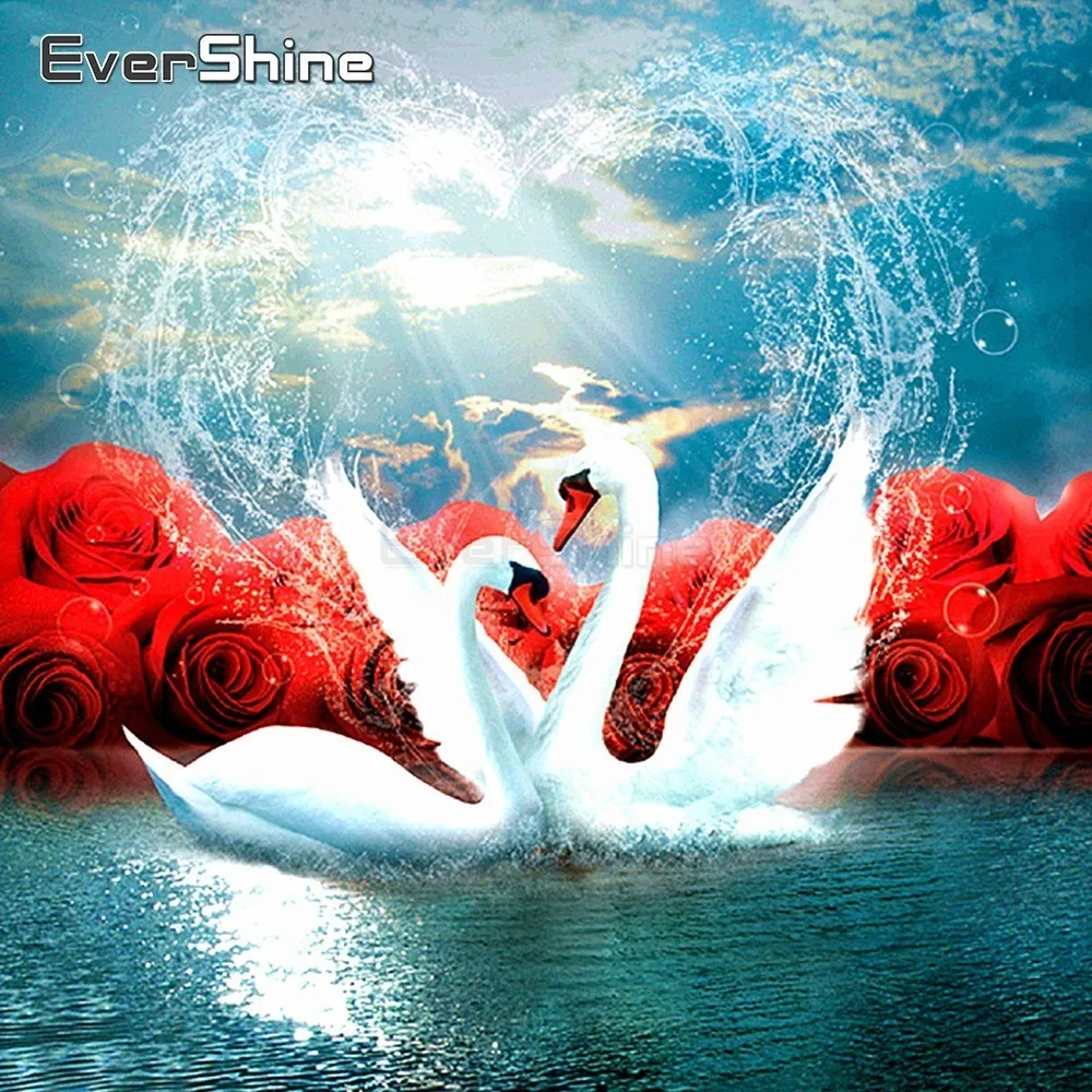 EverShine DIY 5D Diamond Painting Swan Embroidery Animals Picture Of Rhinestones Mosaic Cross Stitch Home Decor|Алмазная мозаика и