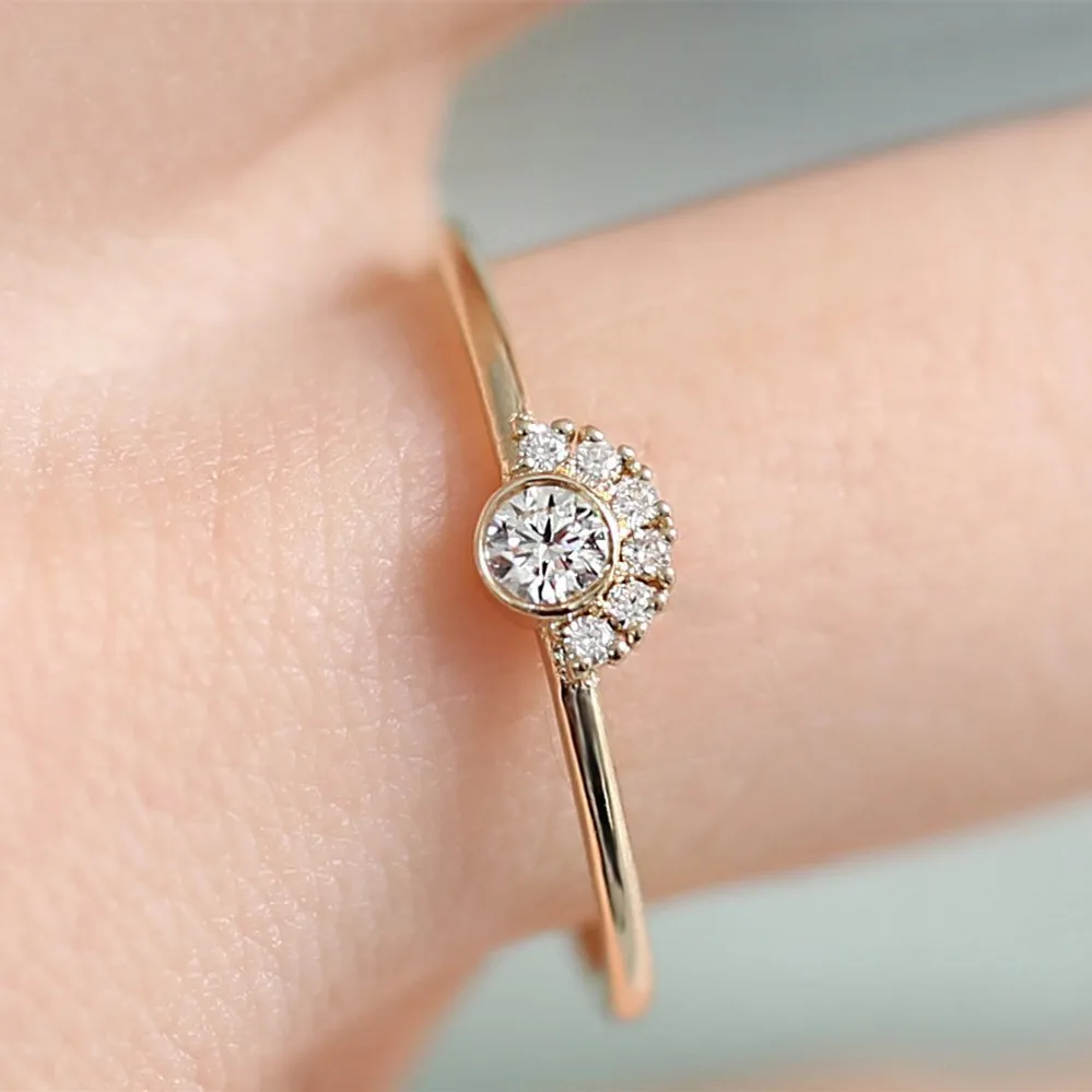 Женское золотое кольцо Crown Group имитация алмазного хвоста 14 k|Кольца| |