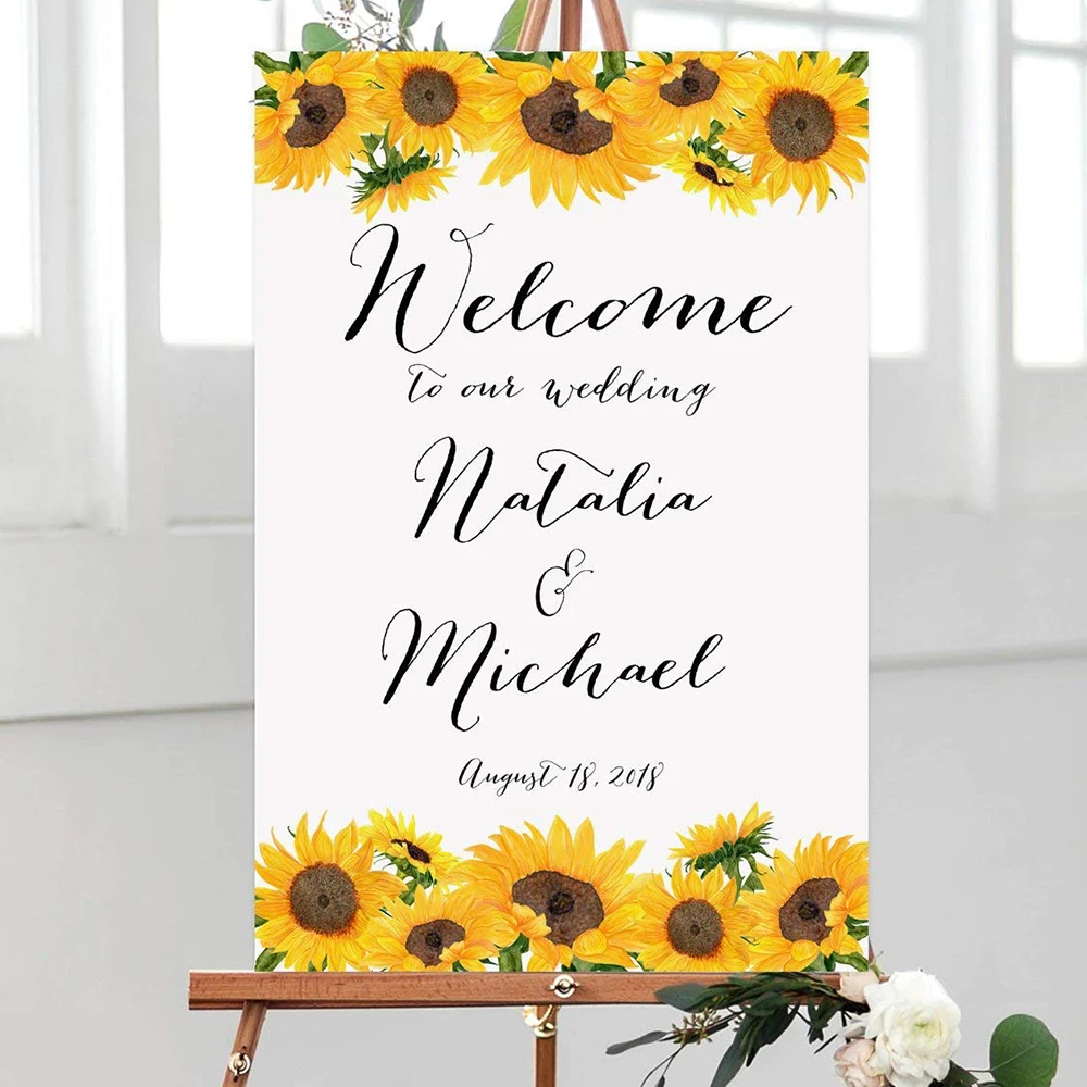 

Sunflowers Floral Wedding Welcome Sign Rustic Welcome Wedding Sign Welcome To Our Wedding Sign With Sunflowers And Name Date