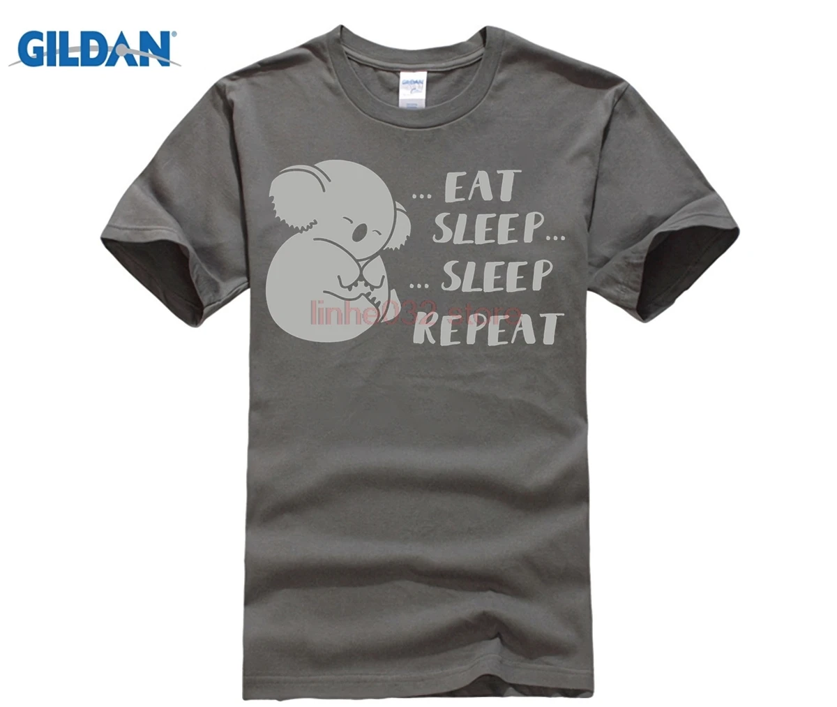 GILDAN Eat Sleep Repeat Cute Sleeping Koala T Shirt 2018 Summer New Brand Shirts Men Hip Hop T-Shirt Casual Fitness | Мужская одежда