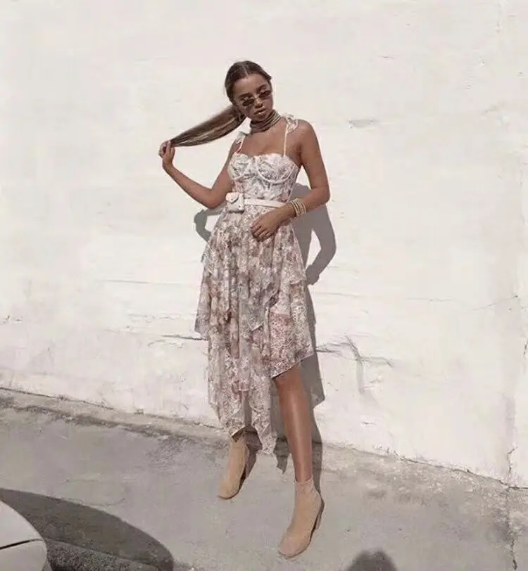 2019 весеннее и летнее платье с асимметричным низом пляжное вышивкой | Женская