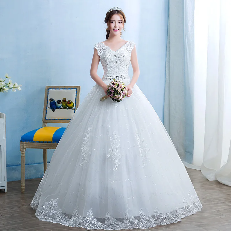 Robe De Mariee элегантные свадебные платья с блестками v-образным вырезом без рукавов