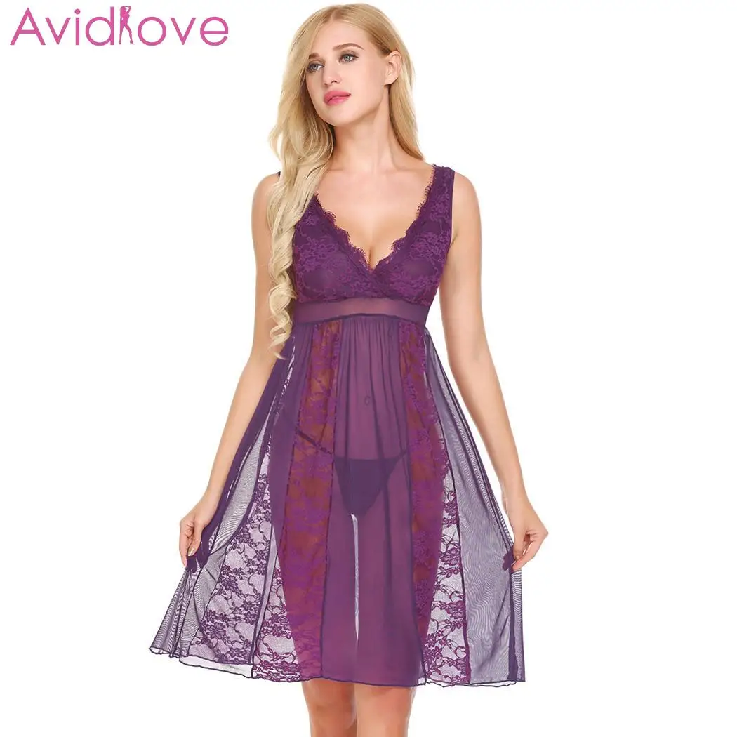 Avidlove сексуальное женское белье ночное нижнее с v-образным вырезом Кружевная