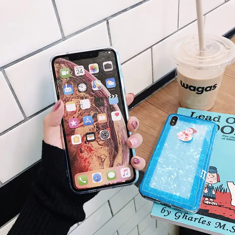 Чехол для телефона с бриллиантовым узором IPhone XS Max XR милый летний бассейн пар