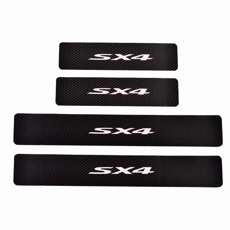 

Car Door Sill Scuff Plate Protector Carbon Fiber Pu leather For Suzuki Sx4 Car Accessories