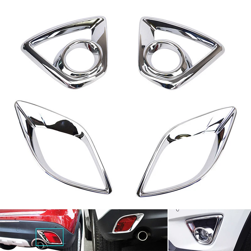 Set For 2012-14 Mazda Cx-5 Cx5 Chrome Front Rear Reflector Fog Light Cover Trim | Автомобили и мотоциклы