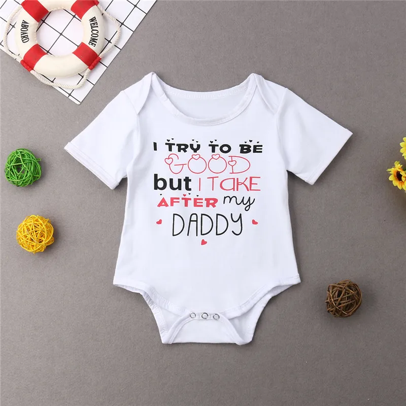 Casual Newborn Baby Boys Girls 100%Cotton Bodysuit Short Sleeves O-Neck Funny Letter Printed Jumpsuit Summer Clothes 0-18M | Детская