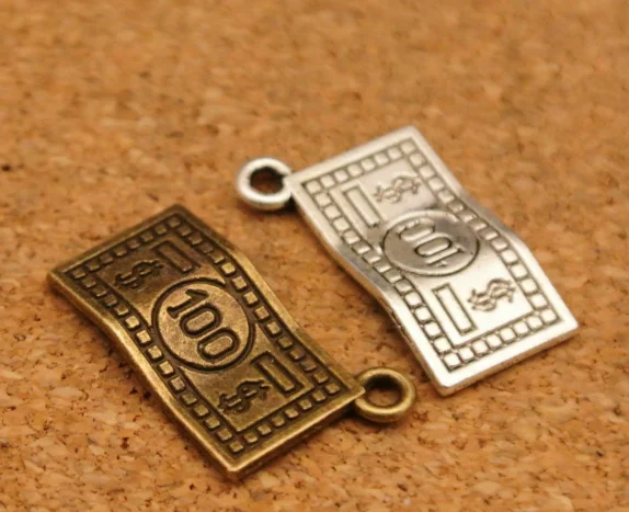 

100pcs Exquisite Square dollar Popular in Europe America charms pendants 21x13mm bronze Antique silver Handmade accessories