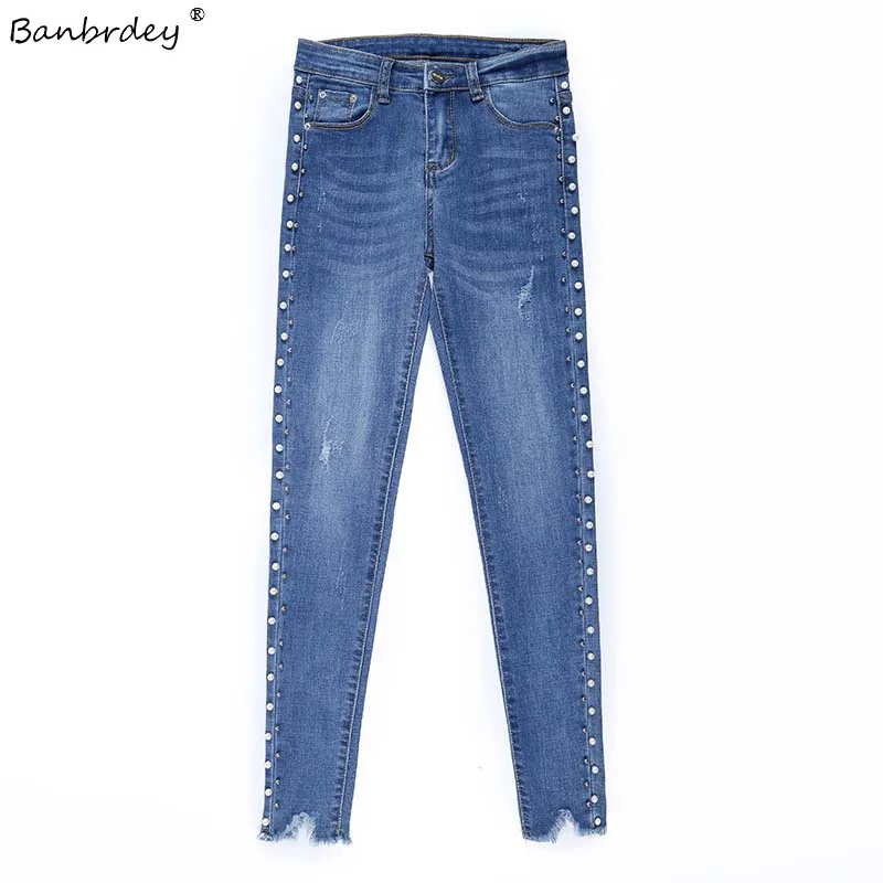 2018 perlas lpiz джинсы moda потертый подол rasgado узкие деним primavera otoo alta cintura mujeres pantalones