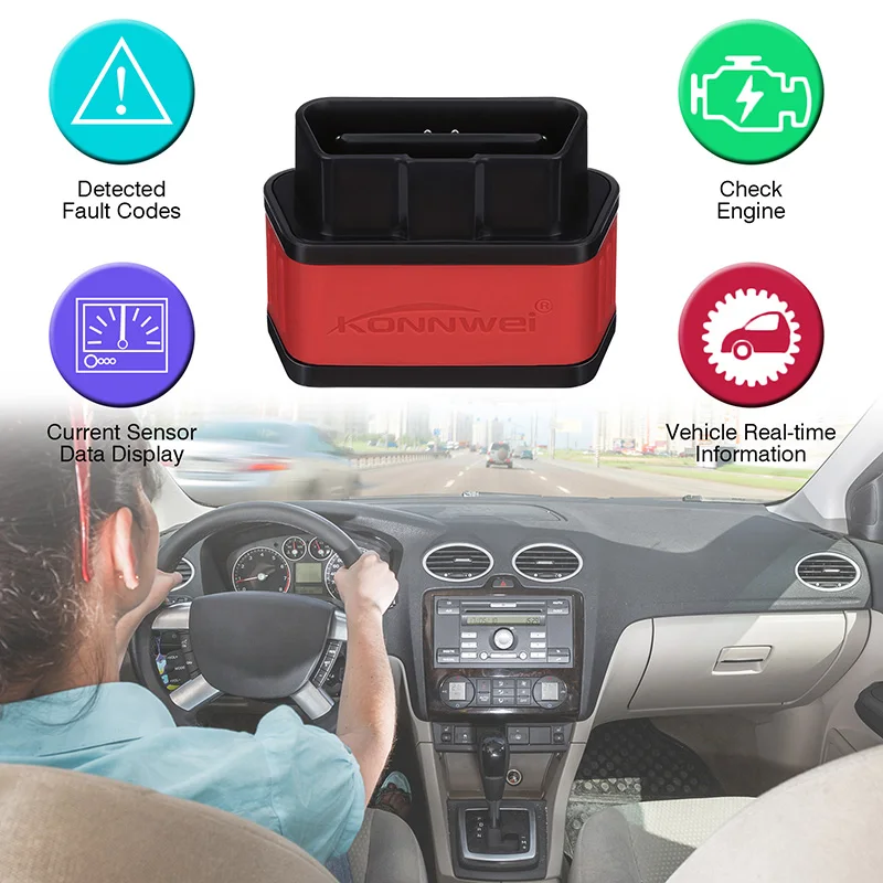 KONNWEI KW903 OBD II инструмент для самостоятельной диагностики стабильное беспроводное