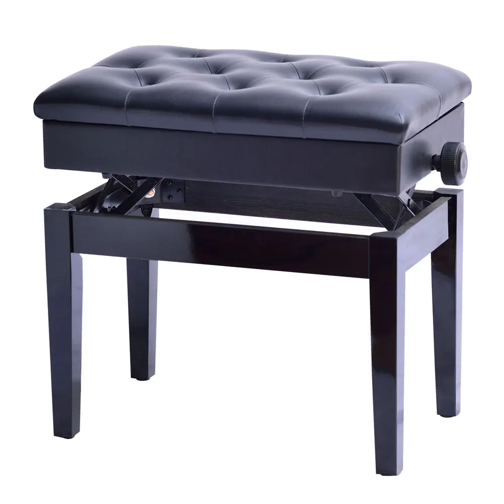 

Adjustable Piano Stool Bench Seat Black
