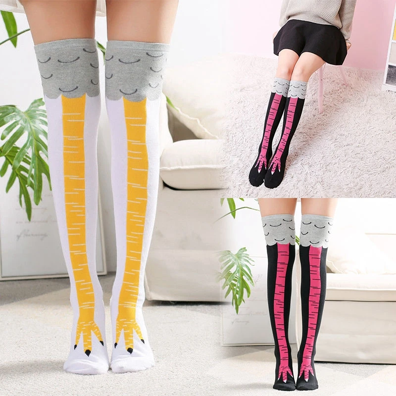 

Funny 3D Chicken High Creative Cartoon Animals Thigh Stockings Womens
