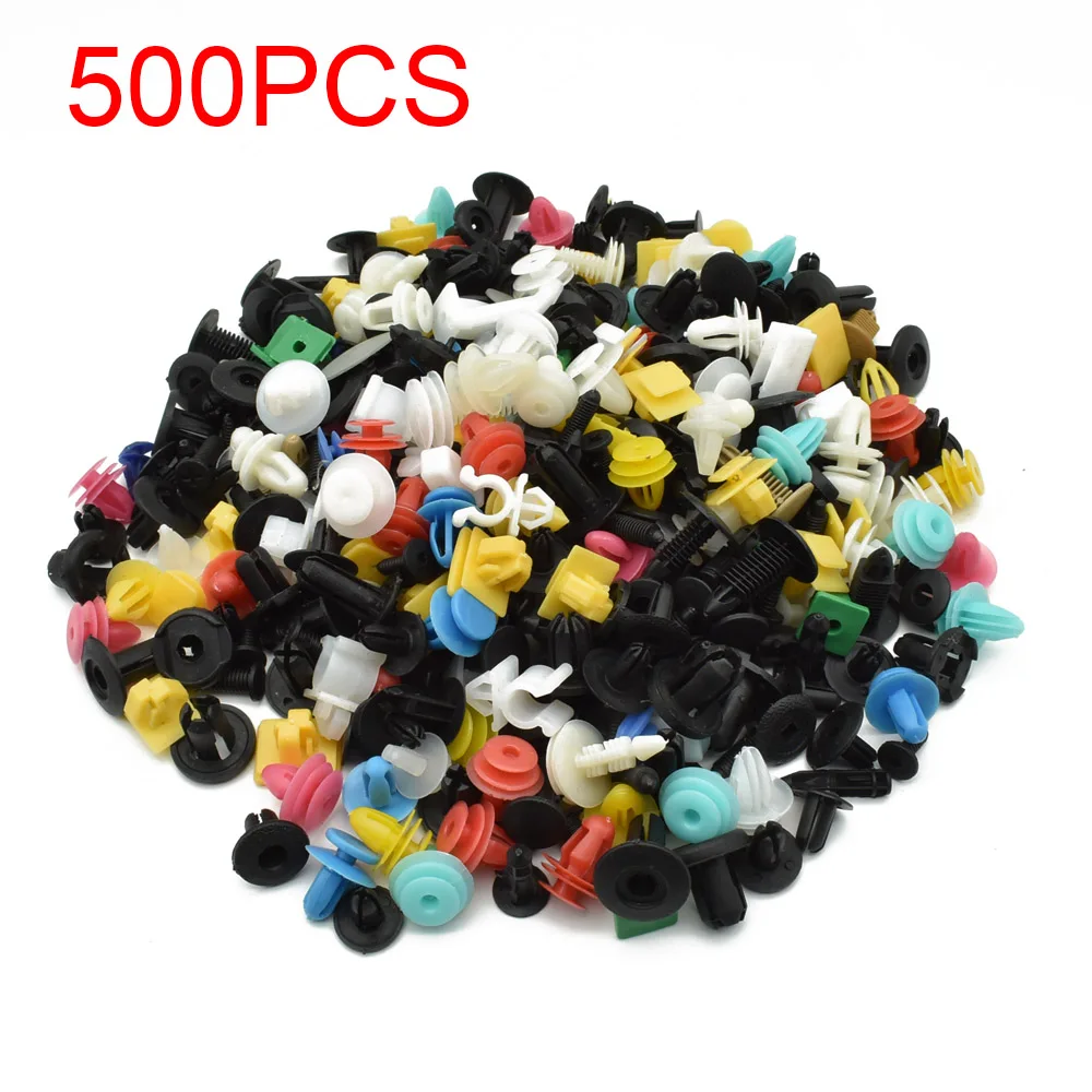 

500Pcs Universal Mixed Auto Fastener Car Bumper Clips Retainer Push Engine Cover Car Fastener Rivet Door Panel for Fender Liner