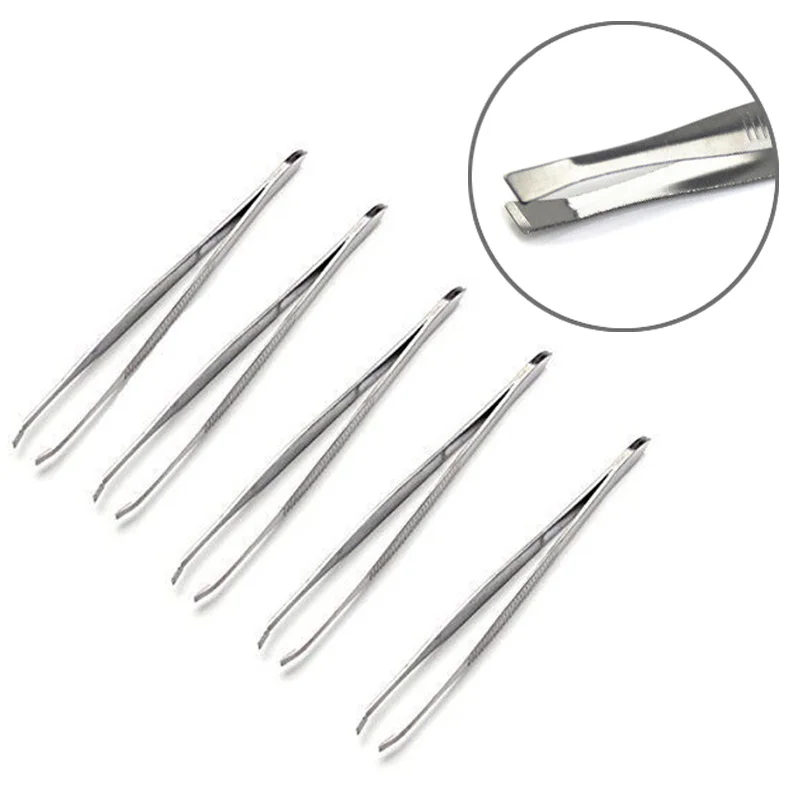 

5pcs Silver Stainless Steel Eyebrow Tweezer Hair Removal Clip 88mm x 7mm Eyebrow Tweezers For Beauty Tool