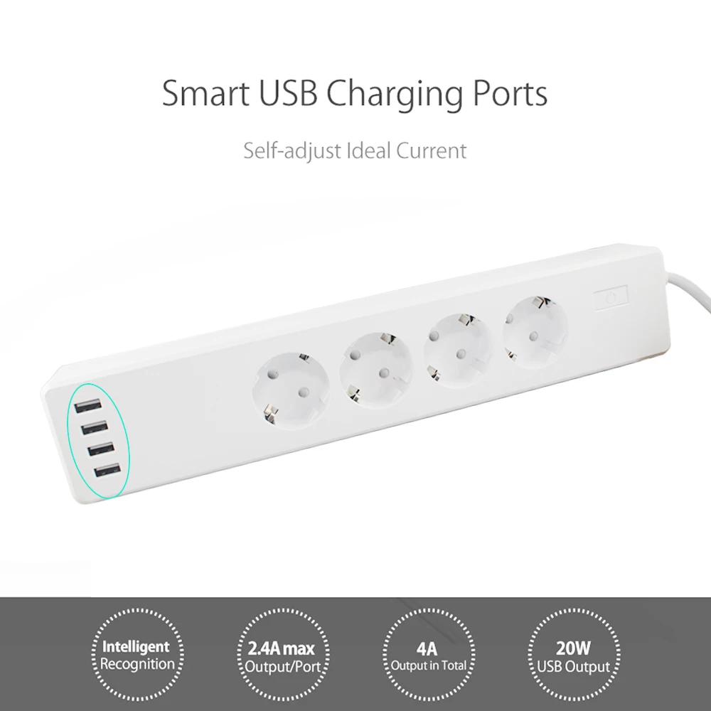 New Arrival RSH EU WiFi Power Strip Surge Protector with 4 USB and 3 Smart Plug Compatible Alexa/Google | Строительство и ремонт