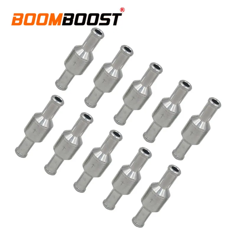 10Pcs Check Valve 50mm-length Fuel Non-Return 8mm 5/16&quot Silver Aluminum Alloy For Water Pressure Pumps One Way Petrol Diesel |