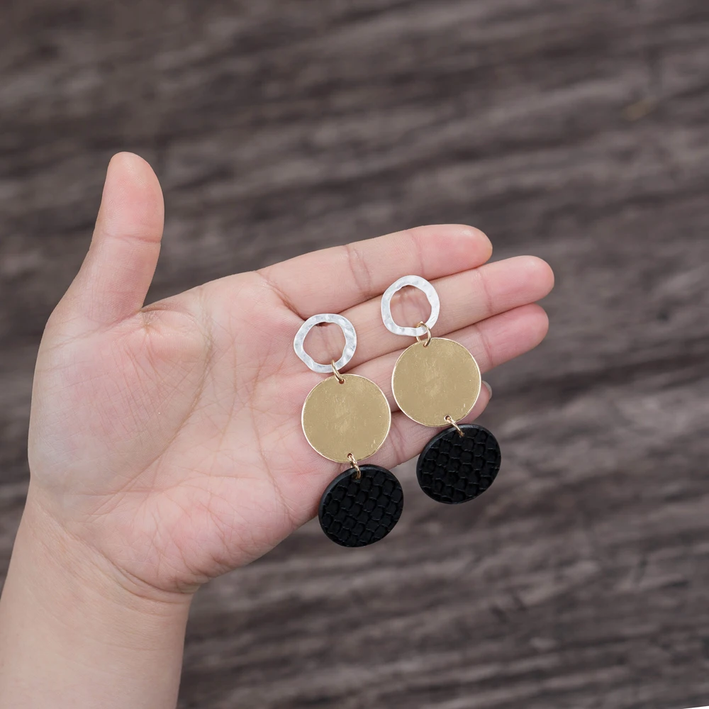 Новое поступление модные кожаные серьги синие каплевидные гвоздики большие