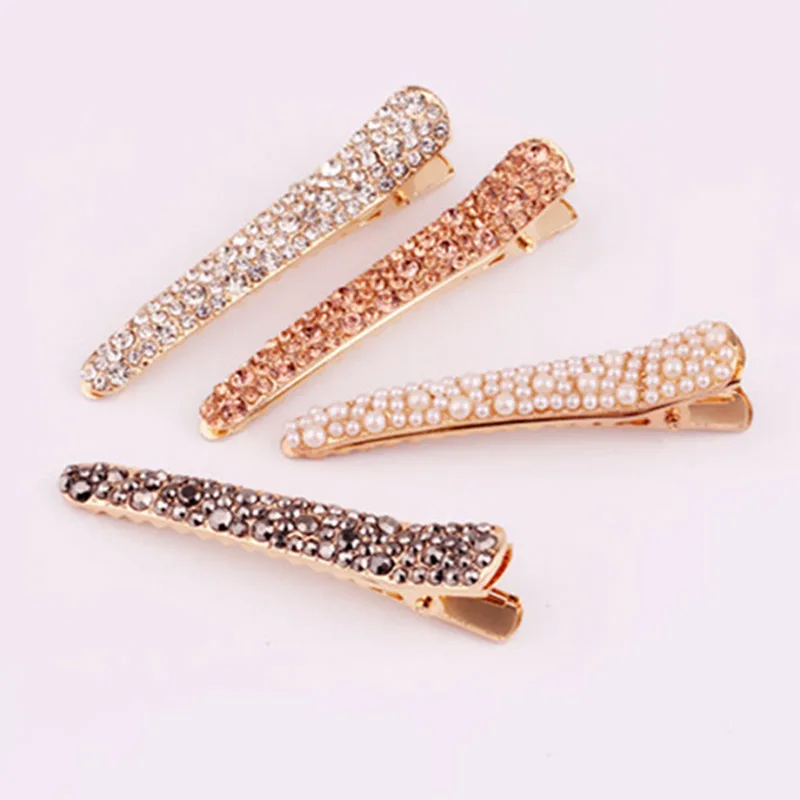

Fashion Women Full Crystal Pearl Hair Clips Alloy 6cm Hairpins Hair Barrettes Girls Elegant Hairgrips Hair Accessories